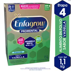 ENFAGROW - Alimento lácteo Premium Promental Preescolar Etapa 4 sabor vainilla 1.1 Kg