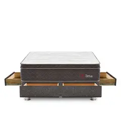 FORLI - Cama Sirius Pocket 2 Plz Con 4 Cajones + 2 Almohadas + Protector