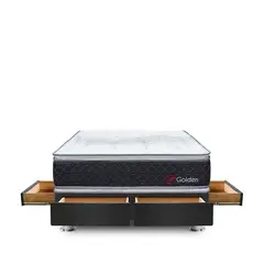 FORLI - Cama Golden Pocket 2 Plz Con 4 Cajones + 2 Almohadas + Protector