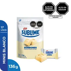 SUBLIME - Bombones Chocolate Blanco con Maní Bolsa 17 Und