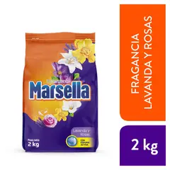 MARSELLA - Detergente en Polvo Pétalos de Lavanda y Rosas Bolsa 2 Kg