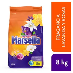 MARSELLA - Detergente en Polvo Pétalos de Lavanda y Rosas Bolsa 8 Kg