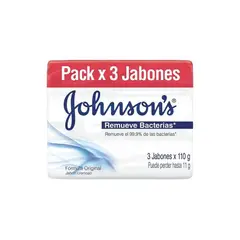 JOHNSONS - Jabón en Barra Adulto Remueve Bacterias Original Empaque 3 Und