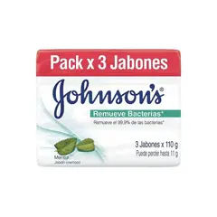 JOHNSONS - Jabón en Barra Adulto Remueve Bacterias Ultra Fresh Empaque 3 Und