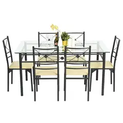 CASA JOVEN - Juego de Comedor Isadora con 6 Sillas + Mesa de Vidrio