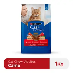 CAT CHOW - Alimento Seco Gatos Adultos Carne Bolsa 1 Kg