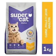 SUPERCAT - Alimento Seco Gatos Adultos Carne Bolsa 1 Kg