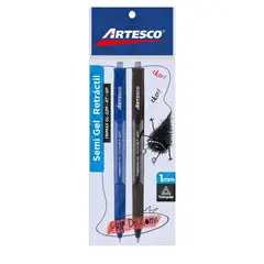 ARTESCO - Lapicero Trimax Semi Gel Retráctil Azul Y Negro Empaque 2 Und