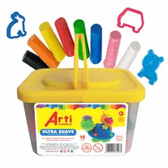 ARTI CREATIVO - Plastilina Ultrasuave Con Herramientas Caja 12 Und