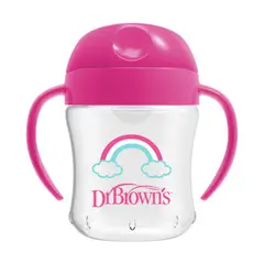 DR BROWNS - Vaso de transición antiderrame rosa