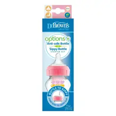 DR BROWNS - Biberón Transparente Boca Ancha Rosa