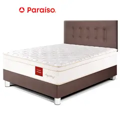 PARAISO - Dormitorio Royal Prince 2 Plazas Chocolate + 2 Almohadas Viscoelásticas + Protector