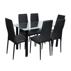 CASA JOVEN - Juego de Comedor Capri 6 Sillas + Mesa de Vidrio