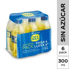 INCA KOLA - Gaseosa Sin Azúcar Sixpack Botella 300 mL
