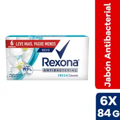 REXONA - Jabón de Tocador Antibacterial Fresh Empaque 6 Und
