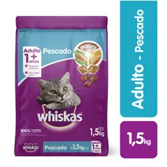 WHISKAS - Comida para gatos adultos sabor pescado de 1.5 kg