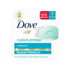 DOVE - Jabón de Tocador Cuida & Protege Antibacterial Empaque 3 Und