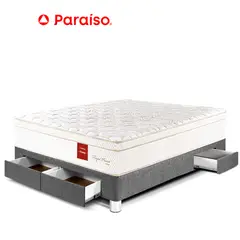 PARAISO - Cama Royal Prince Con Cajones 2 Plazas + 2 Almohadas Viscoelásticas