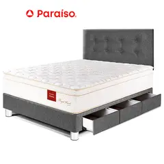 PARAISO - Dormitorio Royal Prince Con Cajones 1.5 Plazas + Almohada Viscoelástica + Protector