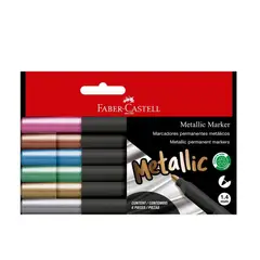 FABER CASTELL - Plumón Indeleble Metálico Empaque 6 Und