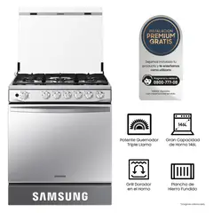 SAMSUNG - Cocina a Gas 5 hornillas con Plancha y Grill NX52T7322PSPE