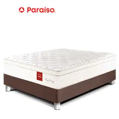 PARAISO - Cama Royal Prince 2 Plazas Chocolate + 2 Almohadas Viscoelásticas + Protector