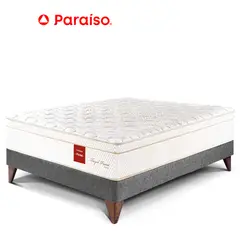 PARAISO - Cama Royal Prince Europea 2 Plazas Acero + 2 Almohadas Viscoelásticas + Protector