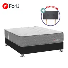 FORLI - Cama Americana Pocket 1.5 Plazas + 1 Almohada + 1 Protector + Cabecera