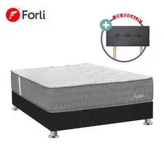 FORLI - Cama Americana Pocket 2 Plazas + 2 Almohadas + 1 Protector + Cabecera
