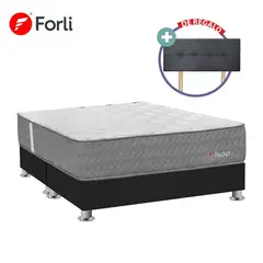 FORLI - Cama Americana Pocket Queen + 2 Almohadas + 1 Protector + Cabecera