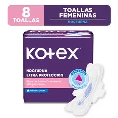 KOTEX - Toalla Higiénica Nocturna Extra Protección Empaque 8 Und