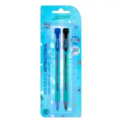 ARTESCO - Lapicero Trimax Semi Gel Antibacterial Azul Negro Empaque 2 Und