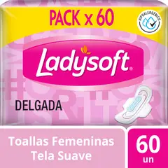 LADYSOFT - Toalla Higiénica Delgada Con Alas Empaque 60 Und
