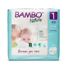 BAMBO NATURE - Pañales Talla 1 XS Empaque 22 Und