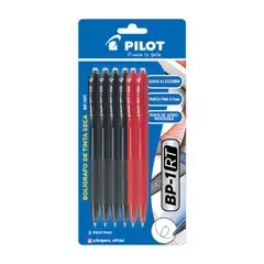 PILOT - Lapicero Tinta Seca BP 1RT 4 Negro + 2 Rojo Empaque 6 Und