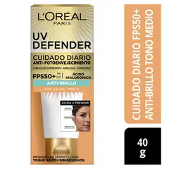 LOREAL PARIS - Crema Loreal UV Defender Tono Medio Envase 40 mL