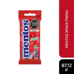 MENTOS - Caramelos Fresa Bolsa 3 Und