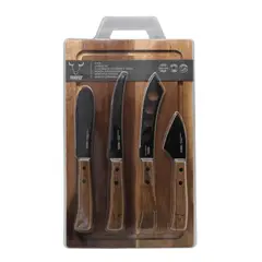 WAYU - Set Aperitivo 5 Piezas 1 Tabla+4 Cuchillos para Parrilla