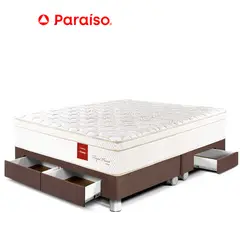PARAISO - Cama Royal Prince Con Cajones King Chocolate + 2 Almohadas Viscoelásticas + Protector