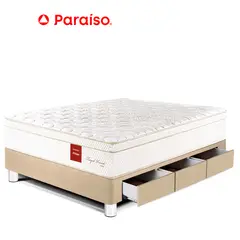 undefined - Cama Royal Prince Con Cajones 1.5 Plazas Champagne + Almohada Viscoelástica + Protector