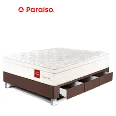 PARAISO - Cama Royal Prince 1.5 Plazas Chocolate + Almohada Viscoelástica + Protector