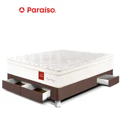 undefined - Cama Royal Prince Con Cajones 2 Plazas Chocolate + 2 Almohadas Viscoelásticas