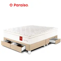 PARAISO - Cama Royal Prince Con Cajones Queen Champagne + 2 Almohadas Viscoelásticas