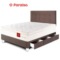 undefined - Dormitorio Royal Prince Con Cajones 1.5 Plazas Chocolate + Almohada Viscoelástica + Protector