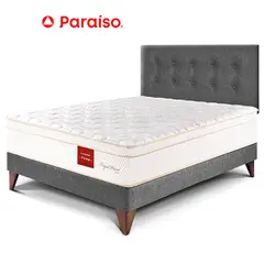 PARAISO - Dormitorio Royal Prince Europeo 2 Plazas Gris + 2 Almohadas Viscoelásticas + Protector