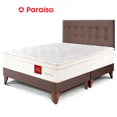 PARAISO - Dormitorio Royal Prince Europeo Queen Chocolate + 2 Almohadas Viscoelásticas + Protector