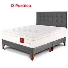 PARAISO - Dormitorio Royal Prince Europeo Queen Gris + 2 Almohadas Viscoelásticas + Protector