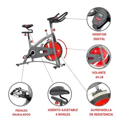SUNNY HEALTH & FITNESS - Bicicleta Spinning Lcd Monitor