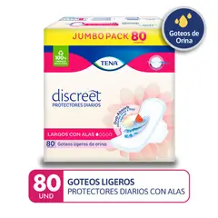 TENA - Protectores Diarios Discreet Largo Alas Empaque 80 Und