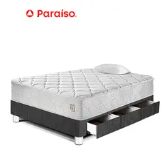 PARAISO - Cama Pocket Max Con Cajones 1.5 Plazas Gris